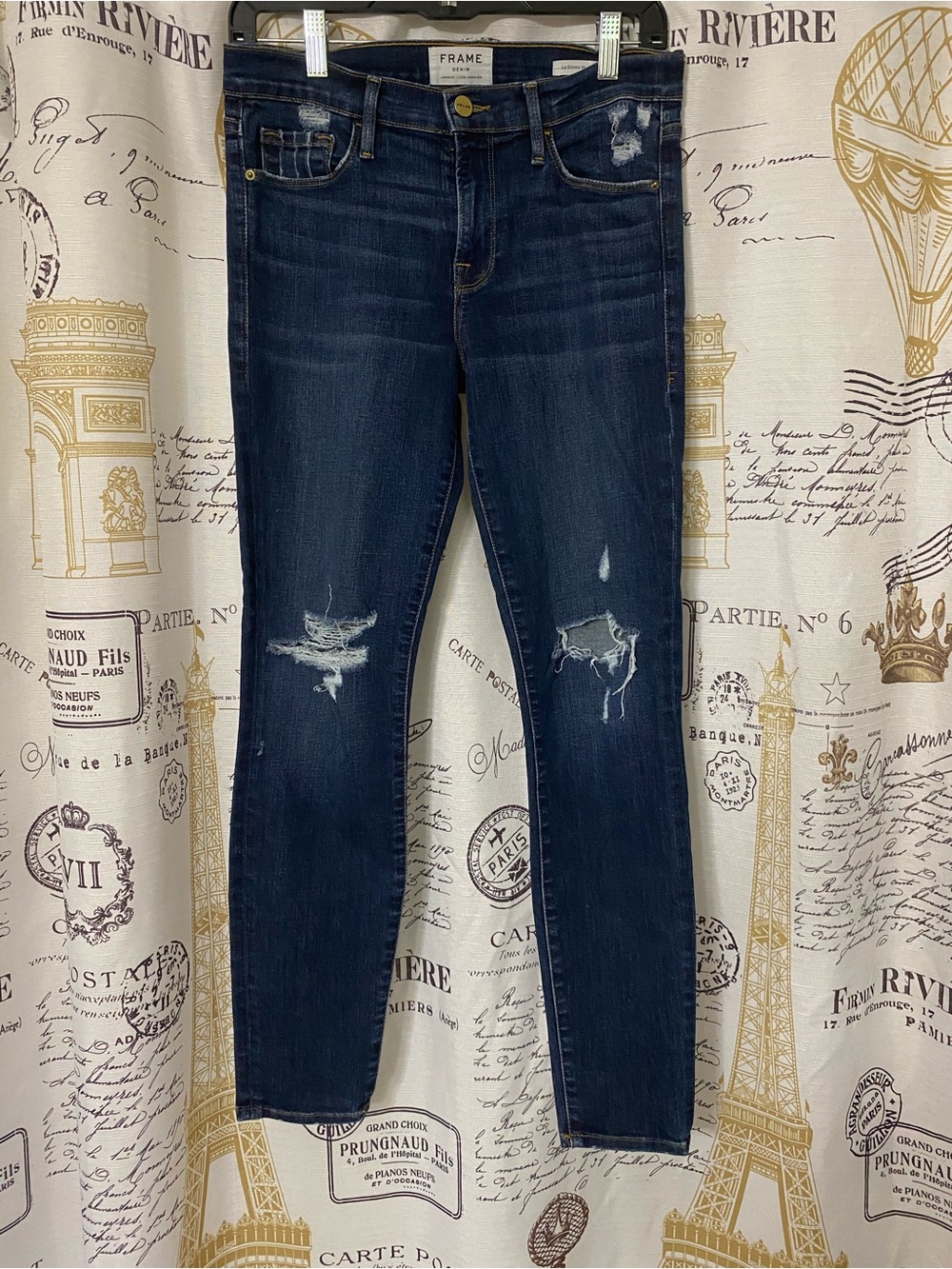 FRAME Jeans Womens‎ Sz 28 Le Skinny De Jeanne Distress Medium Wash Blue